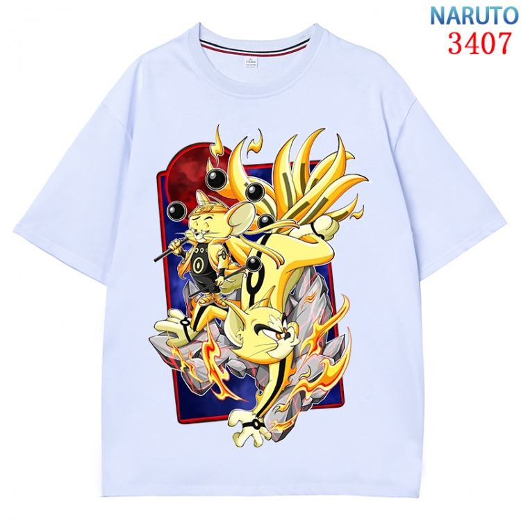 Naruto Anime peripheral direct spray technology pure cotton short sleeved T-shirt from S to 4XL CMY-3407-1