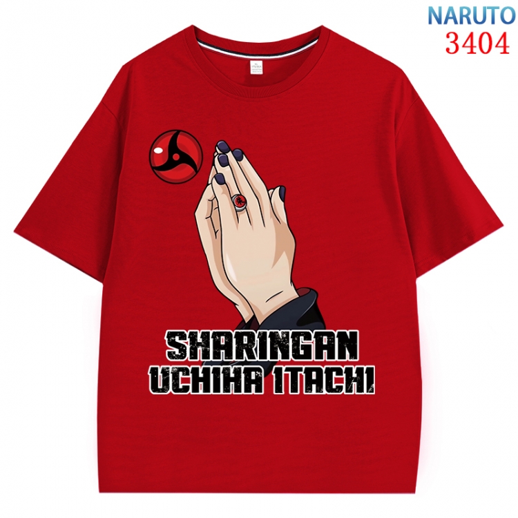 Naruto Anime peripheral direct spray technology pure cotton short sleeved T-shirt from S to 4XL CMY-3404-3