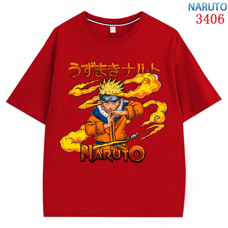 Naruto Anime peripheral direct spray technology pure cotton short sleeved T-shirt from S to 4XL CMY-3406-3
