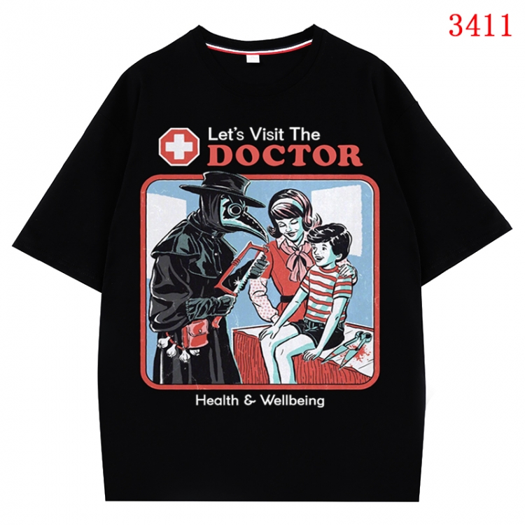 Evil illustration Anime peripheral direct spray technology pure cotton short sleeved T-shirt from S to 4XL  CMY-3411-2