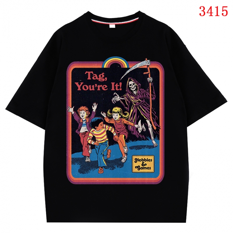 Evil illustration Anime peripheral direct spray technology pure cotton short sleeved T-shirt from S to 4XL CMY-3415-2