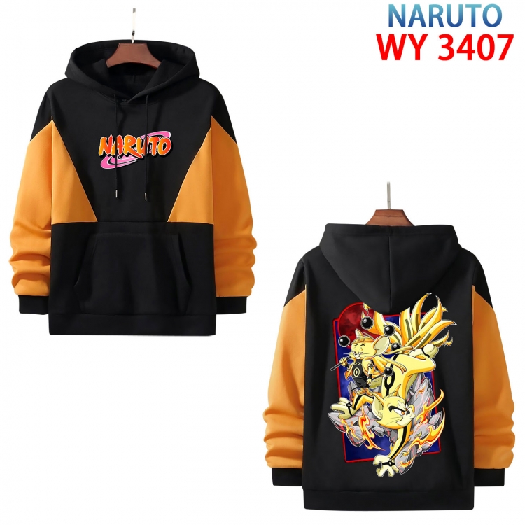 Naruto Anime color contrast patch pocket sweater from XS to 4XL  WY-3407-3