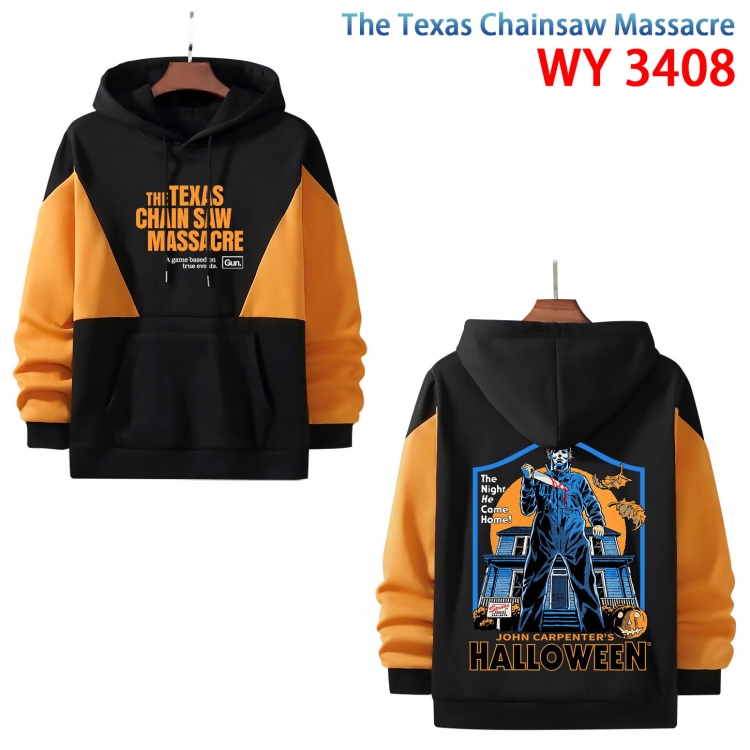 The Texas Chainsaw Massacre  Anime color contrast patch pocket sweater from XS to 4XL  WY-3408-3