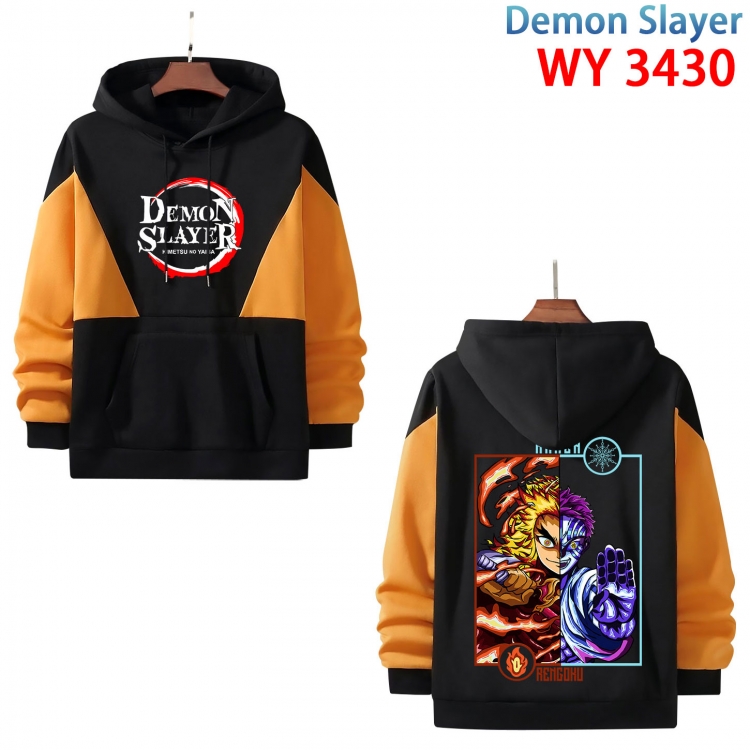 Demon Slayer Kimets Anime color contrast patch pocket sweater from XS to 4XL WY-3430-3