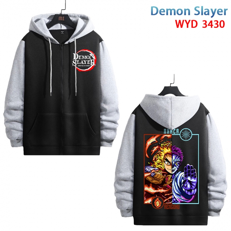 Demon Slayer Kimets Anime cotton zipper patch pocket sweater from S to 3XL WYD-3430-3