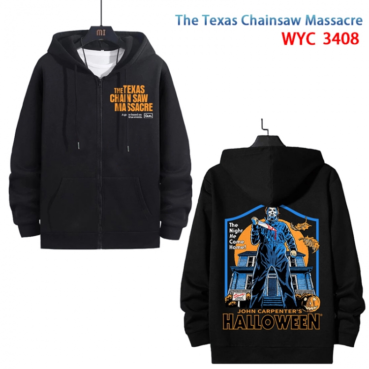 The Texas Chainsaw Massacre Anime cotton zipper patch pocket sweater from S to 3XL WYC-3408-3