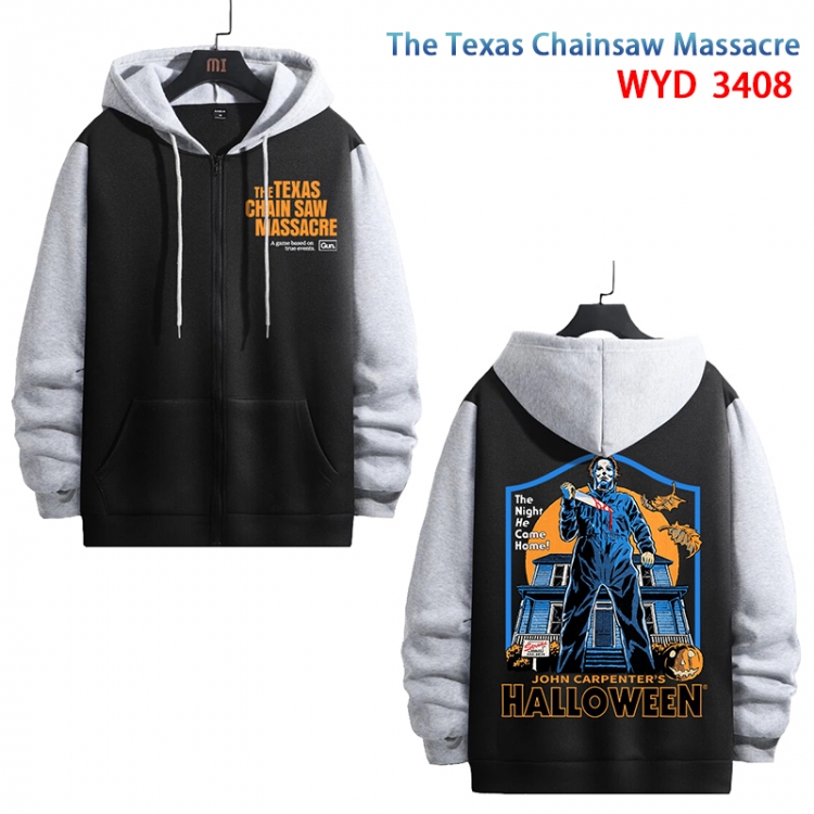 The Texas Chainsaw Massacre Anime cotton zipper patch pocket sweater from S to 3XL WYD-3408-3