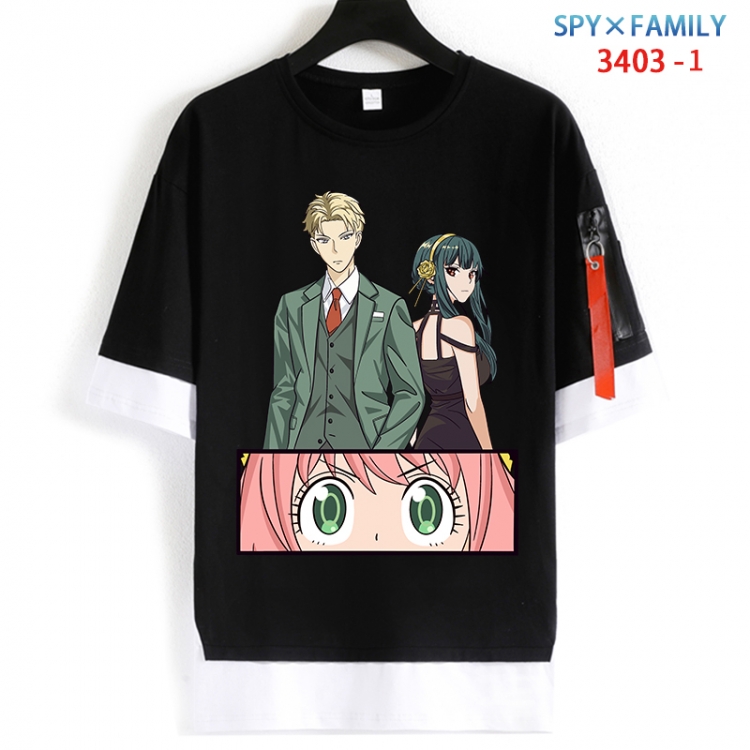 SPY×FAMILY Cotton Crew Neck Fake Two-Piece Short Sleeve T-Shirt from S to 4XL  HM-3403-1