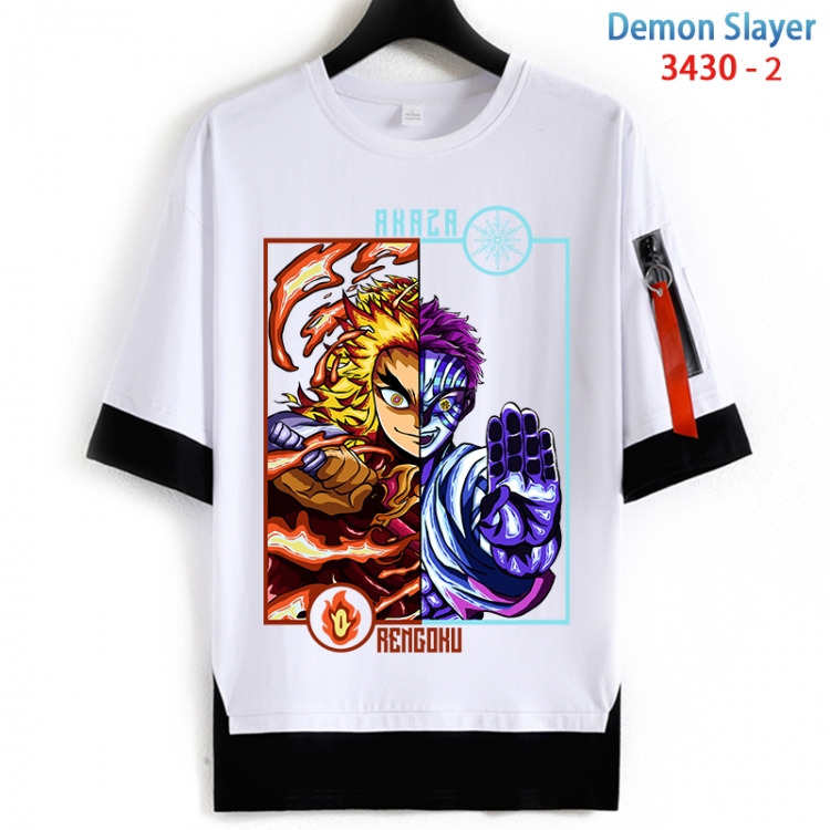 Demon Slayer Kimets Cotton Crew Neck Fake Two-Piece Short Sleeve T-Shirt from S to 4XL  HM-3430-2