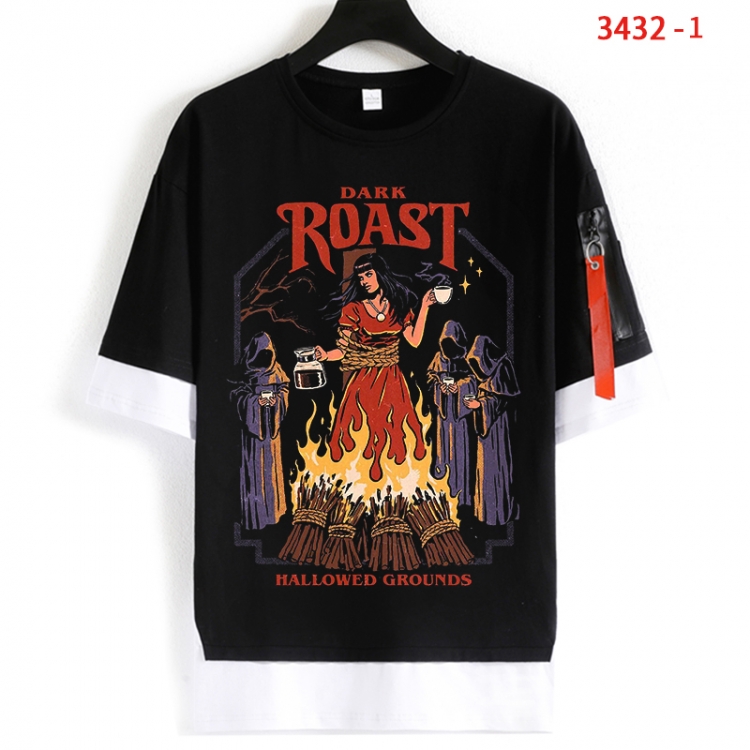 Evil illustration Cotton Crew Neck Fake Two-Piece Short Sleeve T-Shirt from S to 4XL  HM-3432-1