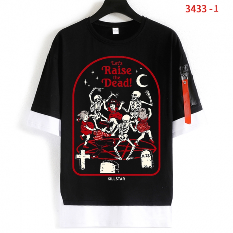 Evil illustration Cotton Crew Neck Fake Two-Piece Short Sleeve T-Shirt from S to 4XL  HM-3433-1
