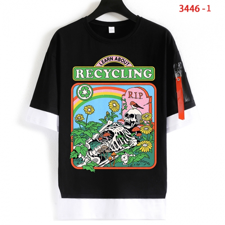Evil illustration Cotton Crew Neck Fake Two-Piece Short Sleeve T-Shirt from S to 4XL  HM-3446-1
