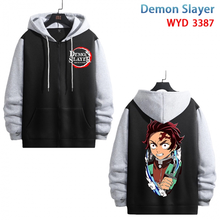 Demon Slayer Kimets Anime cotton zipper patch pocket sweater from S to 3XL  WYD-3387-3