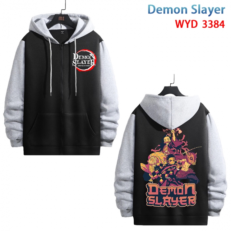 Demon Slayer Kimets Anime cotton zipper patch pocket sweater from S to 3XL  WYD-3384-3