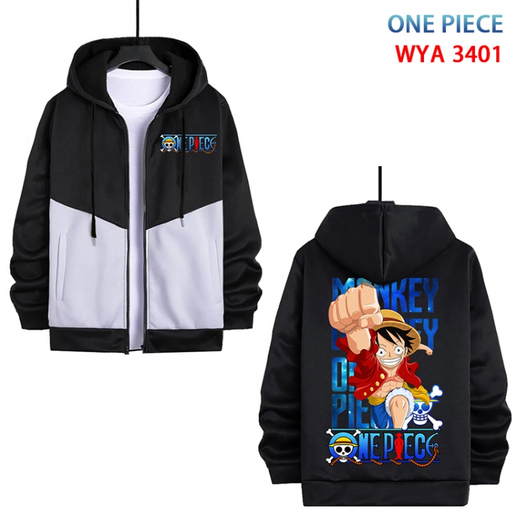 One Piece Anime cotton zipper patch pocket sweater from S to 3XL  WYA-3401-3