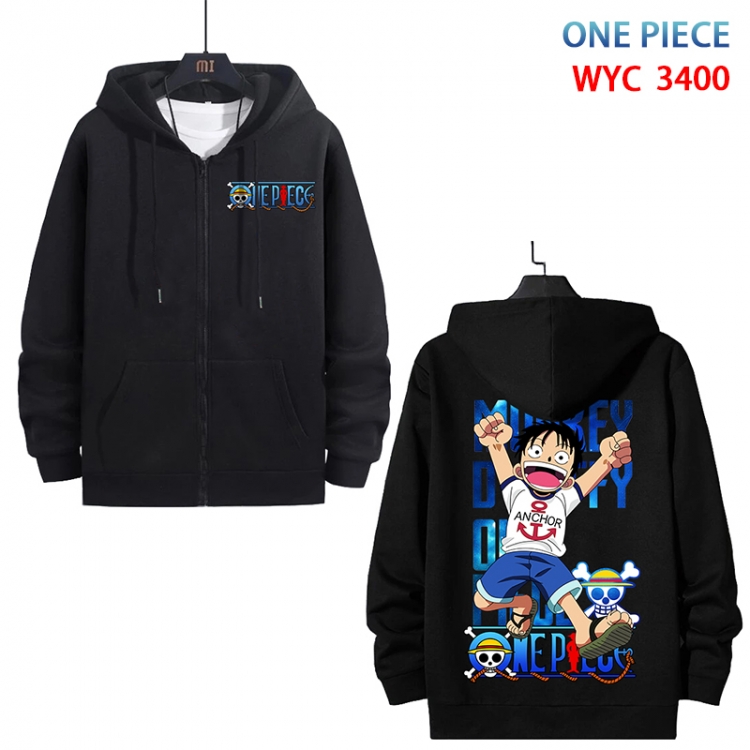 One Piece Anime cotton zipper patch pocket sweater from S to 3XL WYC-3400-3