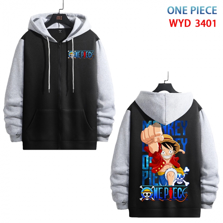 One Piece Anime cotton zipper patch pocket sweater from S to 3XL  WYD-3401-3