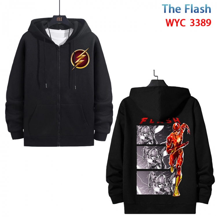 The Flash Anime cotton zipper patch pocket sweater from S to 3XL WYC-3389-3
