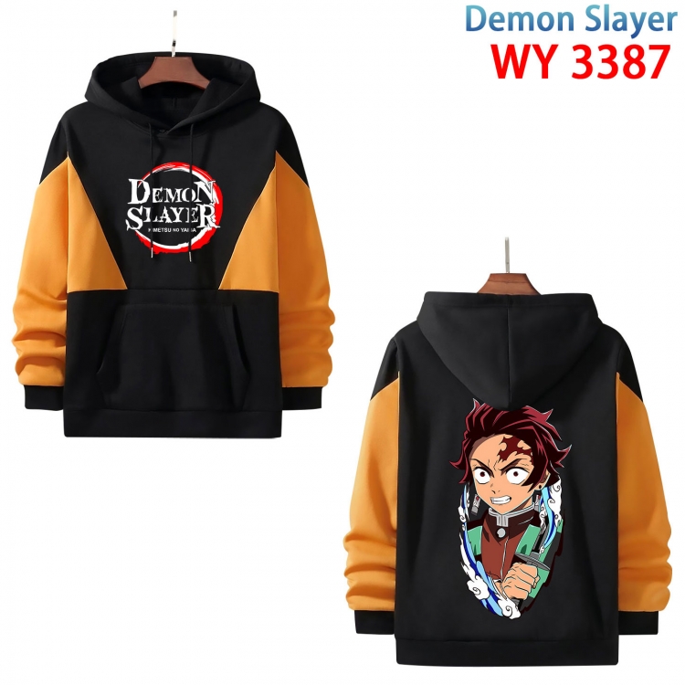 Demon Slayer Kimets Anime color contrast patch pocket sweater from XS to 4XL  WY-3387-3