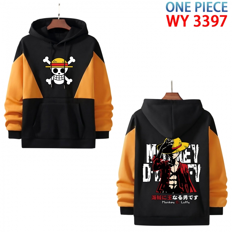 One Piece Anime color contrast patch pocket sweater from XS to 4XL WY-3397-3