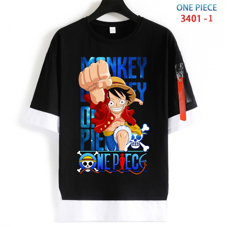 One Piece Cotton Crew Neck Fake Two-Piece Short Sleeve T-Shirt from S to 4XL