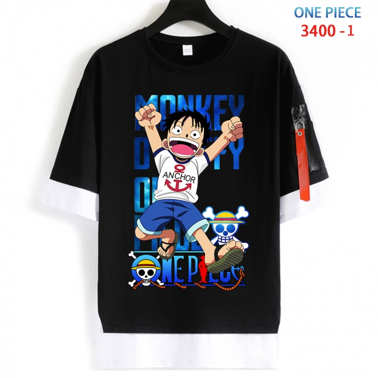 One Piece Cotton Crew Neck Fake Two-Piece Short Sleeve T-Shirt from S to 4XL