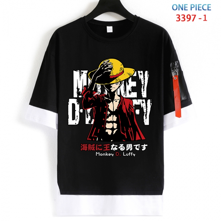 One Piece Cotton Crew Neck Fake Two-Piece Short Sleeve T-Shirt from S to 4XL