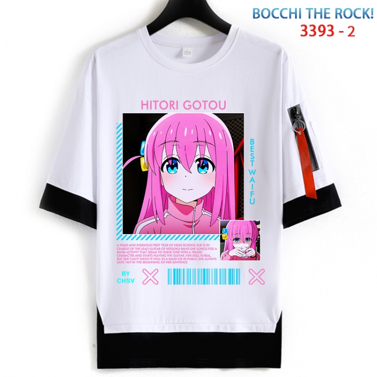Bocchi the Rock Cotton Crew Neck Fake Two-Piece Short Sleeve T-Shirt from S to 4XL