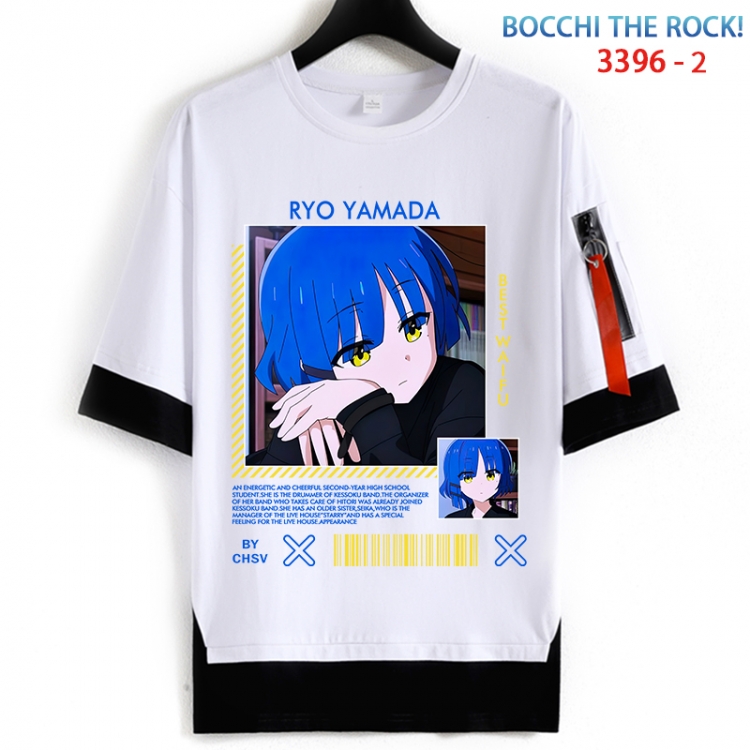 Bocchi the Rock Cotton Crew Neck Fake Two-Piece Short Sleeve T-Shirt from S to 4XL