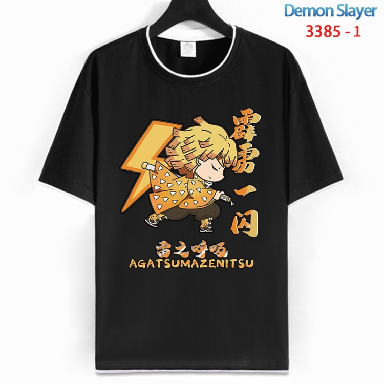 Demon Slayer Kimets Cotton crew neck black and white trim short-sleeved T-shirt from S to 4XL