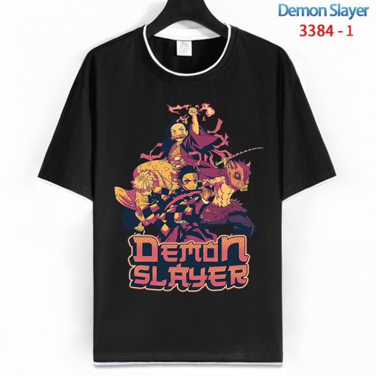 Demon Slayer Kimets Cotton crew neck black and white trim short-sleeved T-shirt from S to 4XL