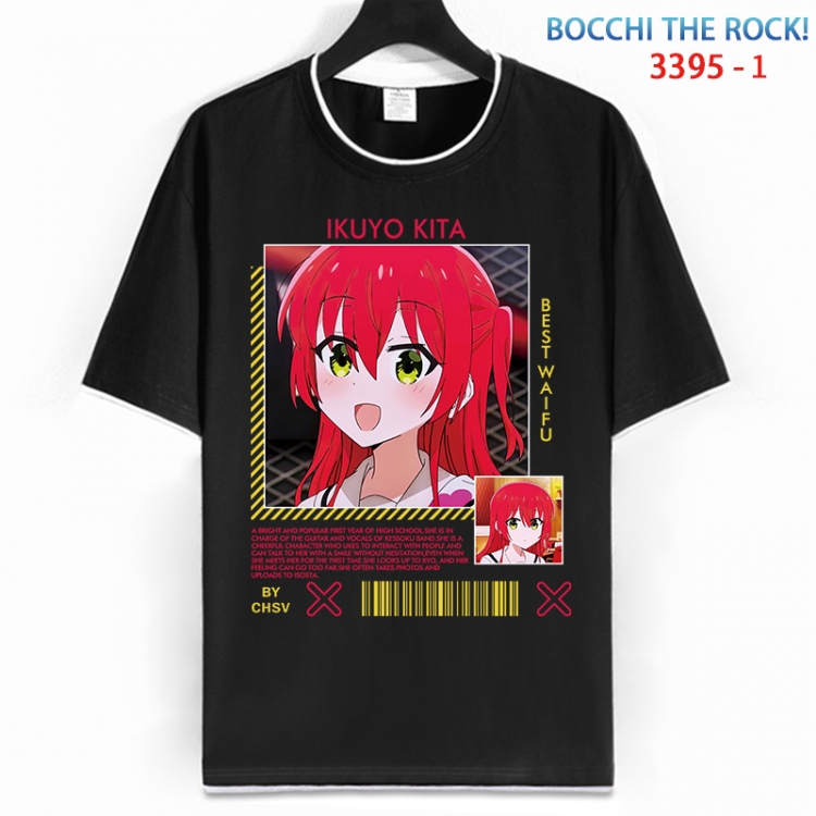 Bocchi the Rock Cotton crew neck black and white trim short-sleeved T-shirt from S to 4XL