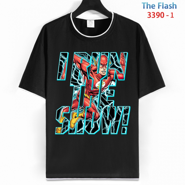 The Flash Cotton crew neck black and white trim short-sleeved T-shirt from S to 4XL