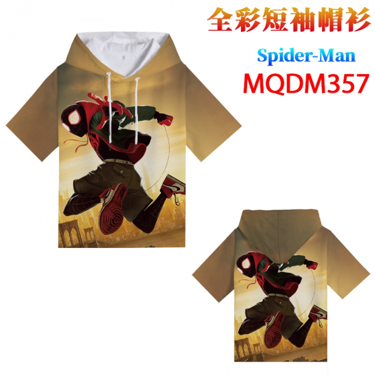 Spiderman Full color hooded short sleeved T-shirt  from M to 4XL