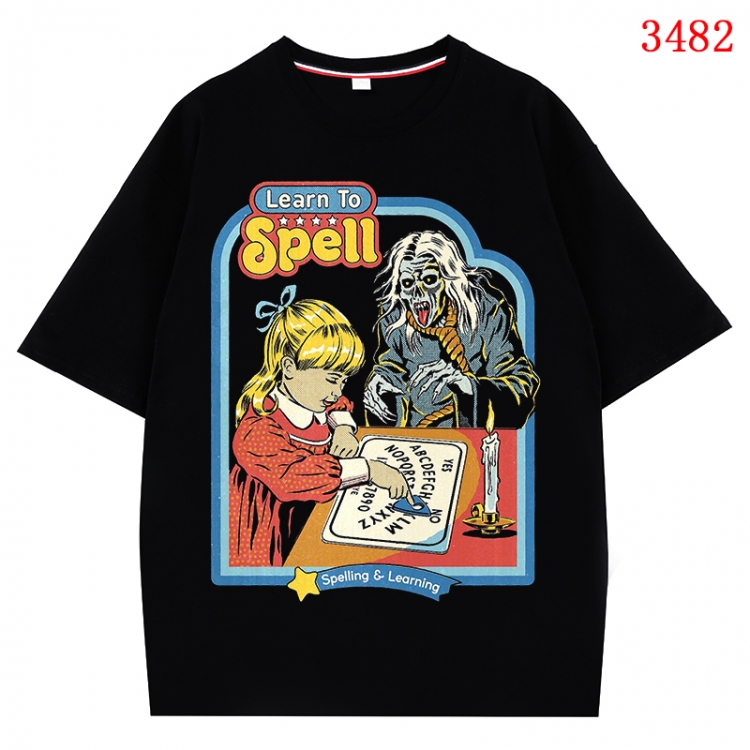 Evil illustration Anime peripheral direct spray technology pure cotton short sleeved T-shirt from S to 4XL CMY-3482-2