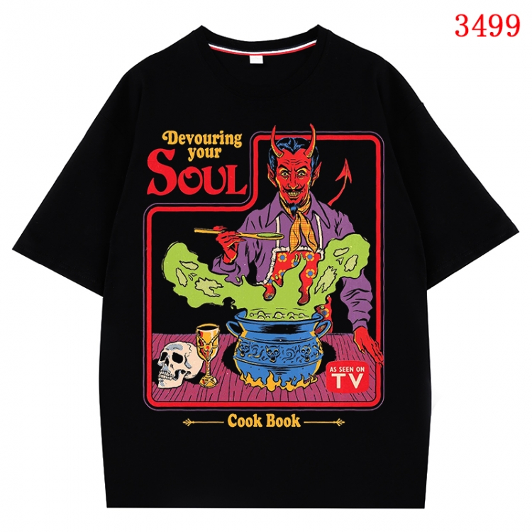 Evil illustration Anime peripheral direct spray technology pure cotton short sleeved T-shirt from S to 4XL CMY-3499-2
