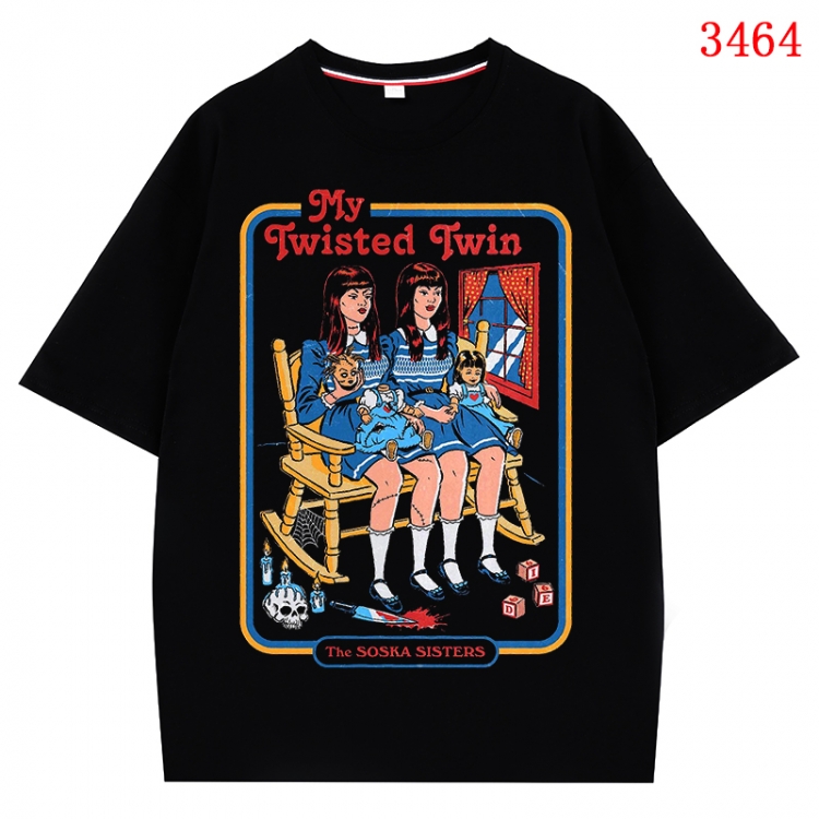 Evil illustration Anime peripheral direct spray technology pure cotton short sleeved T-shirt from S to 4XL CMY-3464-2