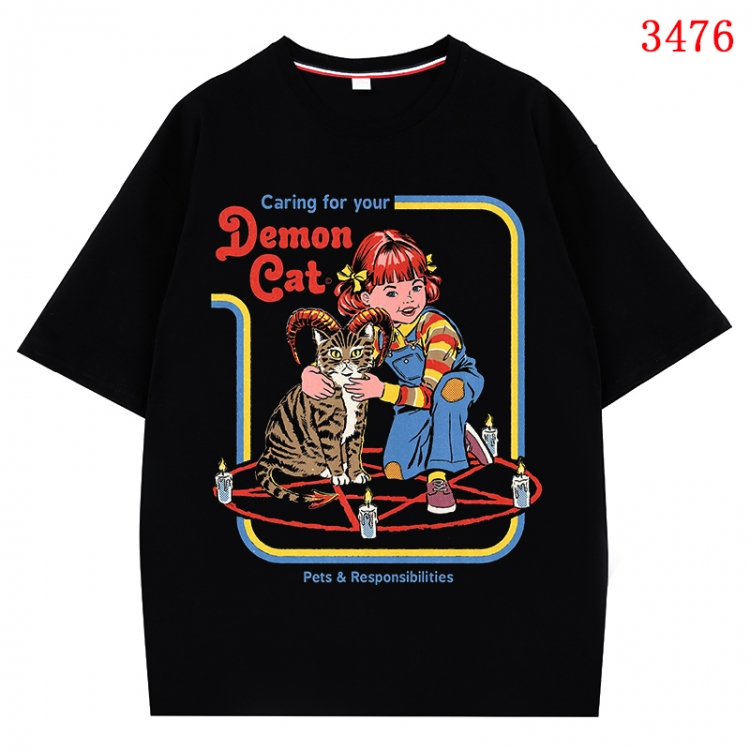 Evil illustration Anime peripheral direct spray technology pure cotton short sleeved T-shirt from S to 4XL CMY-3476-2
