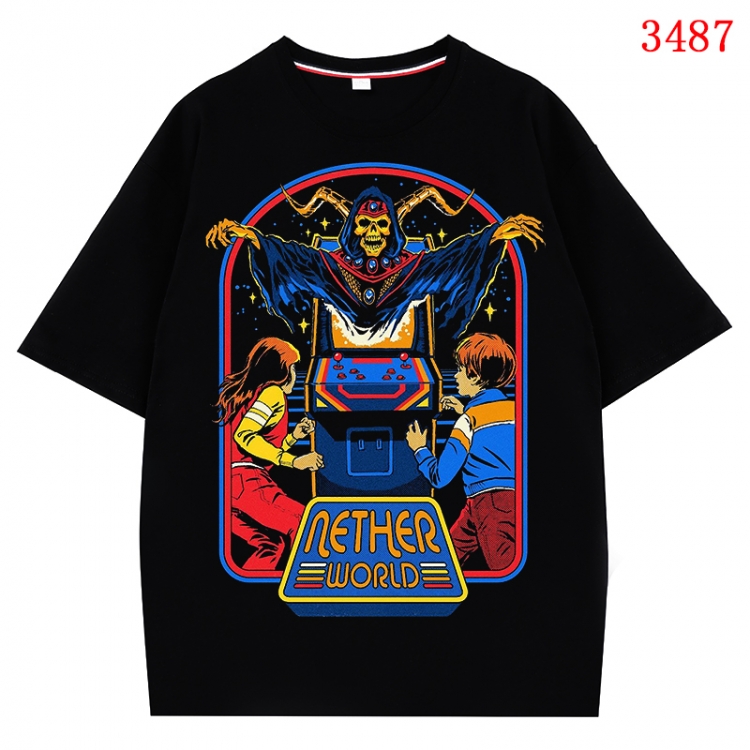 Evil illustration Anime peripheral direct spray technology pure cotton short sleeved T-shirt from S to 4XL CMY-3487-2