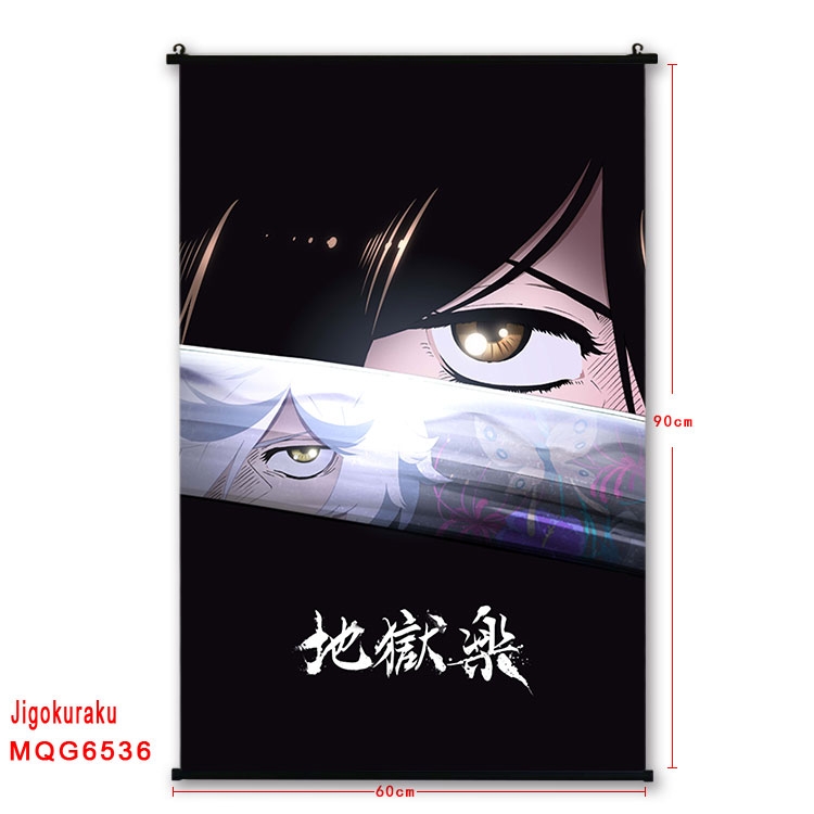 JigokuRaku Anime black Plastic rod Cloth painting Wall Scroll 60X90CM MQG-6536