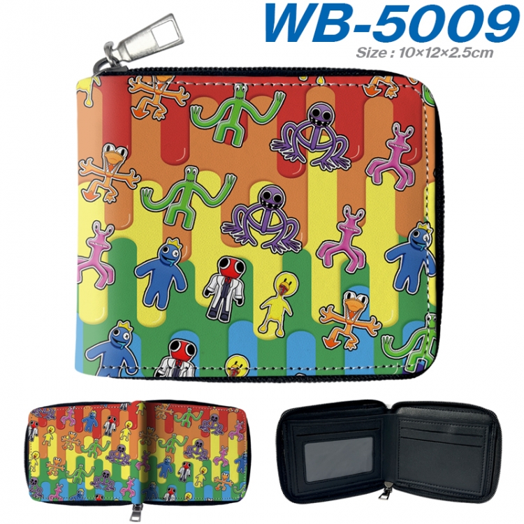 Rainbow Friend Anime color short full zip folding wallet 10x12x2.5cm WB-5009A