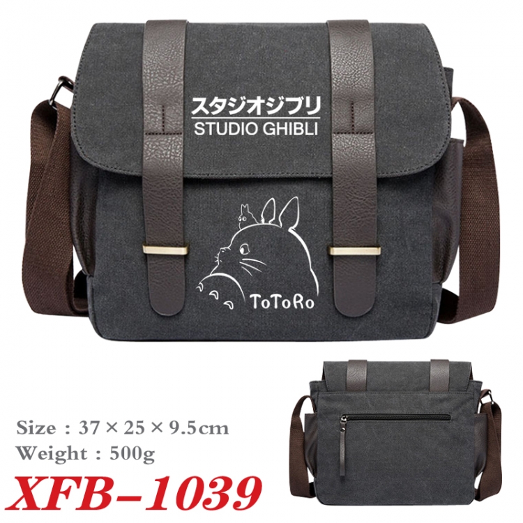 TOTORO Anime double belt new canvas shoulder bag single shoulder bag 37X25X9.5cm  XFB-1039