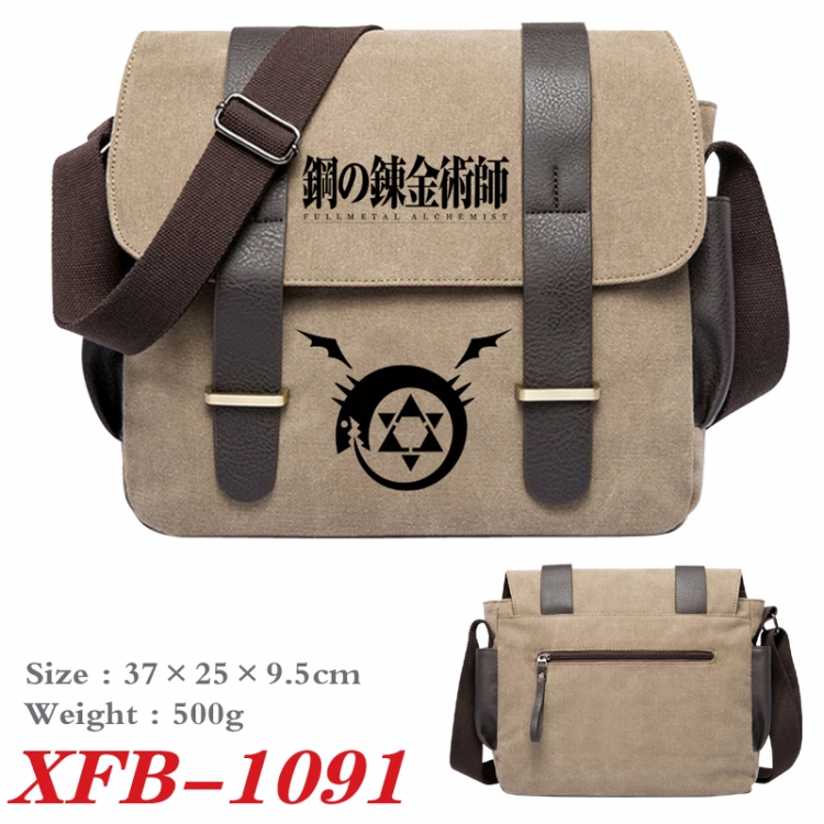 Fullmetal Alchemist Anime double belt new canvas shoulder bag single shoulder bag 37X25X9.5cm  XFB-1091