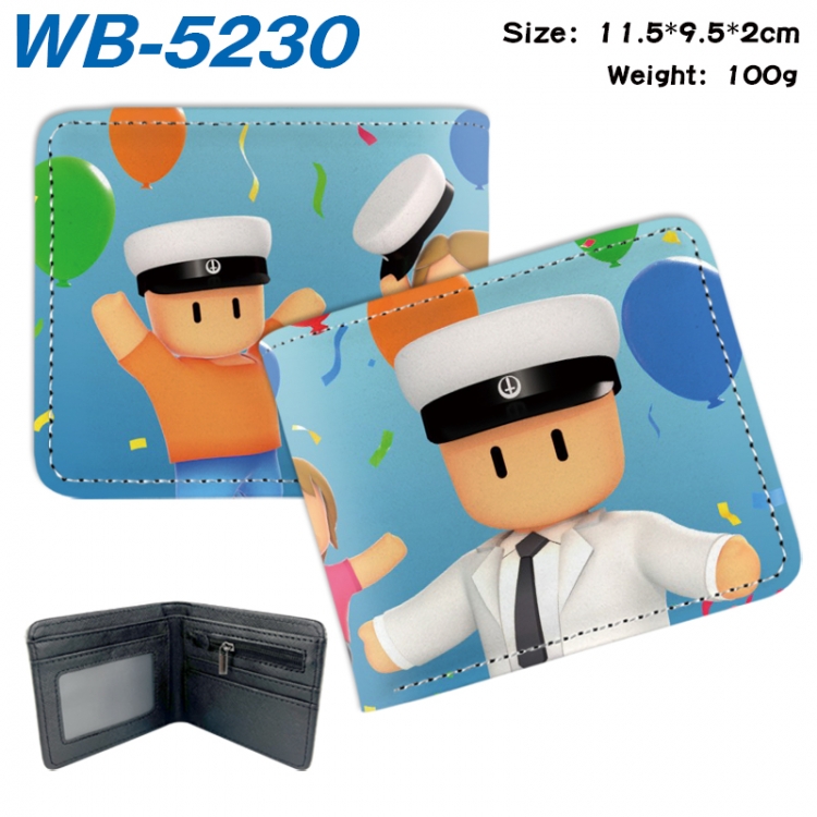 Stumble guys Animation color PU leather half fold wallet 11.5X9X2CM WB-5230A