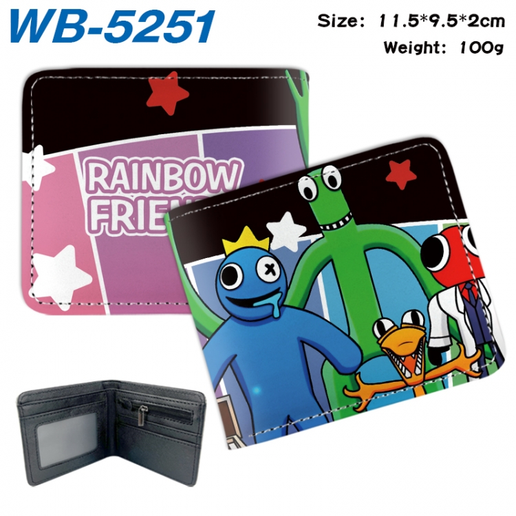 Rainbow Friend Animation color PU leather half fold wallet 11.5X9X2CM WB-5251A