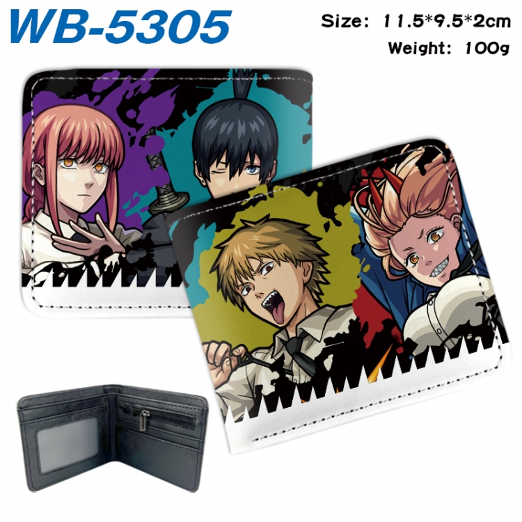 Chainsaw man Animation color PU leather half fold wallet 11.5X9X2CM WB-5305A