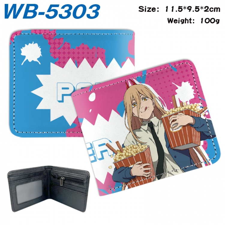 Chainsaw man Animation color PU leather half fold wallet 11.5X9X2CM WB-5303A