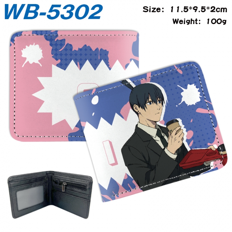 Chainsaw man Animation color PU leather half fold wallet 11.5X9X2CM WB-5302A