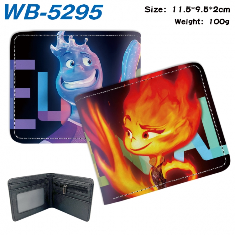 Elemental Animation color PU leather half fold wallet 11.5X9X2CM WB-5295A