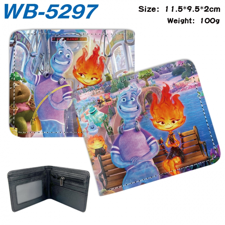 Elemental Animation color PU leather half fold wallet 11.5X9X2CM WB-5297A